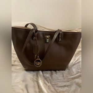 Beautiful BCBG Brown with Crème inside color  Large Tote bag